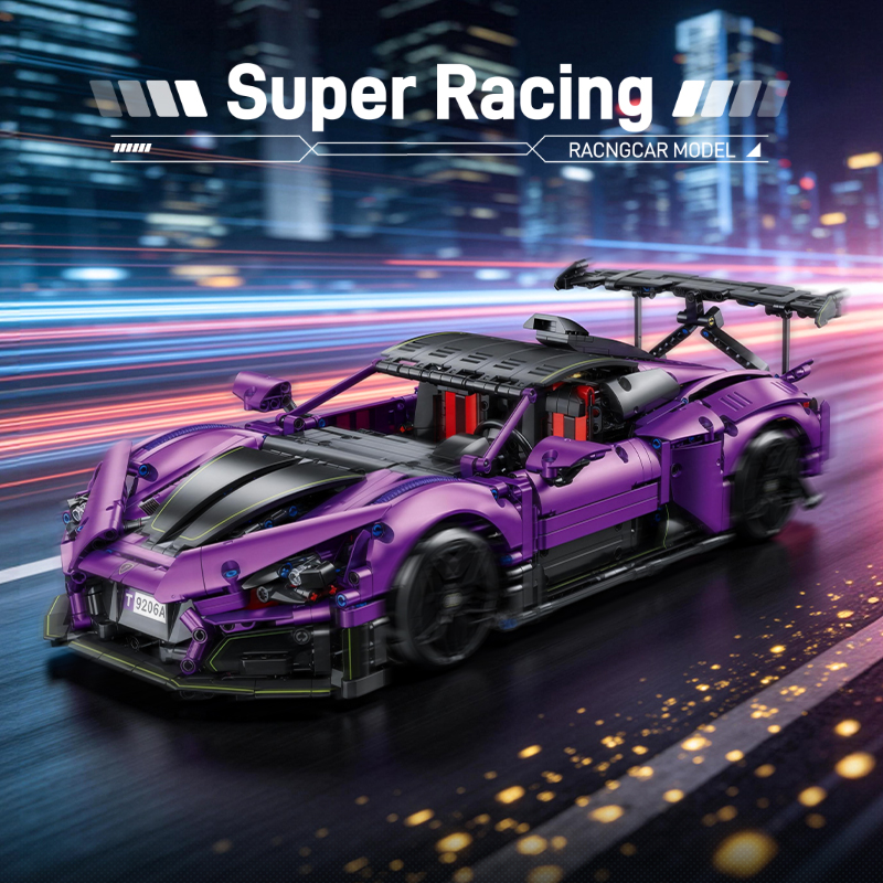杰星 跨境热销DIY拼装积木车模摆件Super Racing 动态版JJ9206