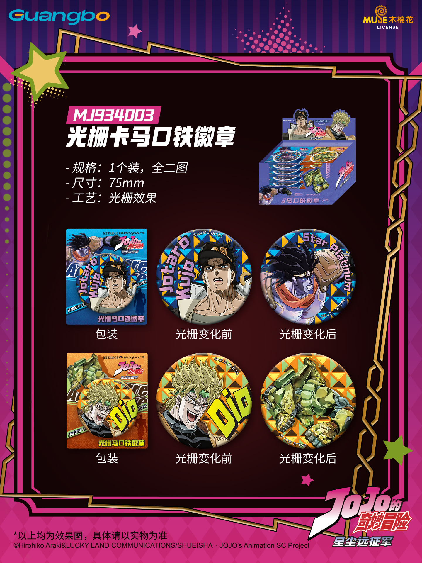 光栅卡马口铁徽章