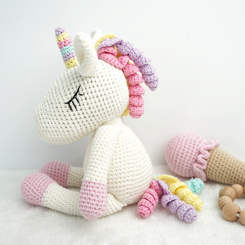 Hand-hooked unicorn toy